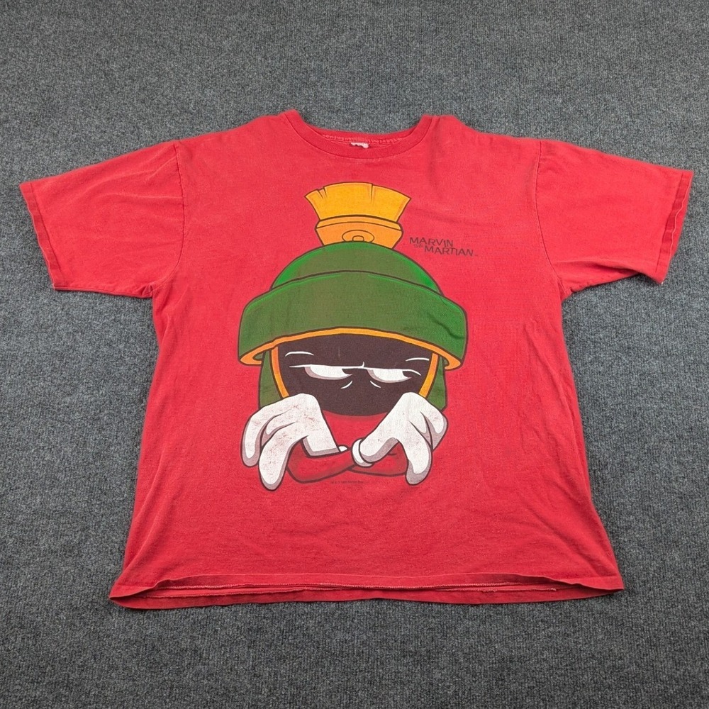 Vintage 1993 Marvin the Martian Looney Tunes Red Graphic T-Shirt Mens XL 90s - Picture 3 of 11